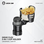 Green Lion Drive Flex 2-in-1 Cup Holder – Universal Car Organizer with Expandable Food Tray