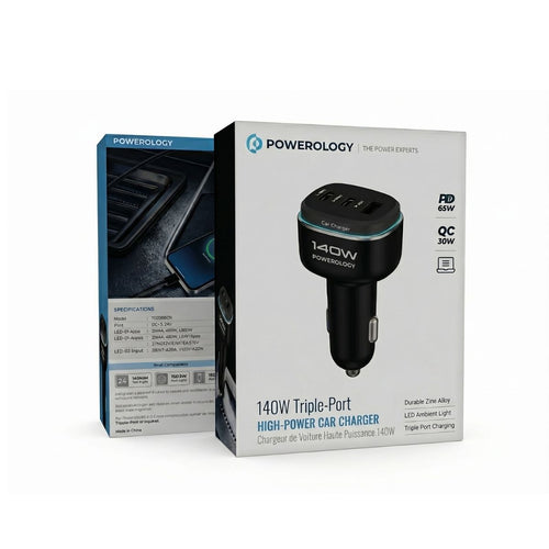 140W Triple-Port Car Charger | 65W USB-C PD Fast Charging + 45W + 30W | High Power Car Adapter for Laptop, iPhone, Samsung