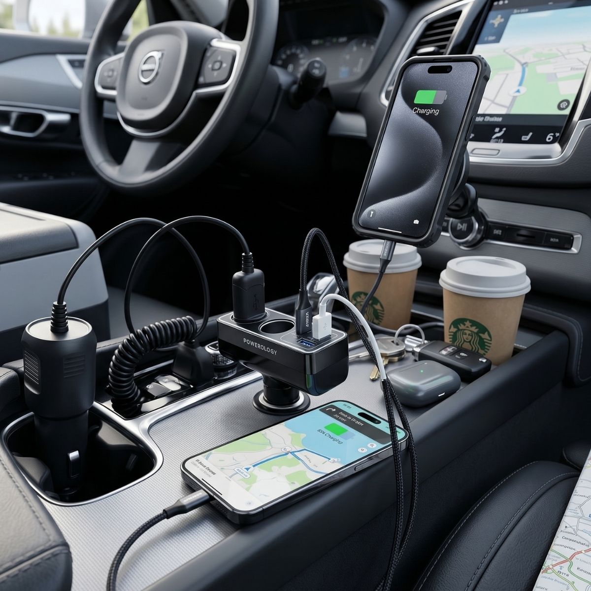 Brio 54W Multi-Port Car Charger | Dual Cigarette Lighter Splitter + USB-C 36W & USB-A 18W | Car Power Adapter Hub