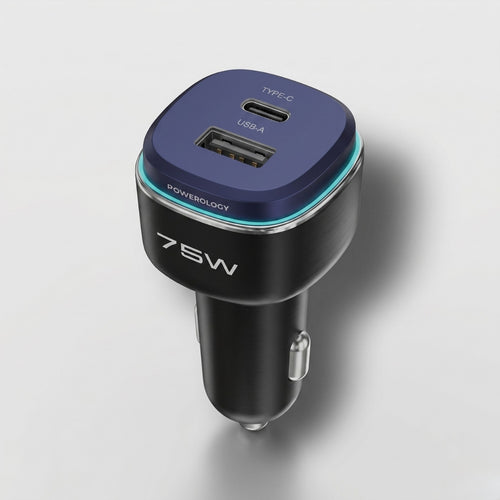 75W Dual-Port Car Charger | Fast USB-C PD 45W + USB-A 30W | High Power Car Adapter for iPhone, Samsung, Laptops