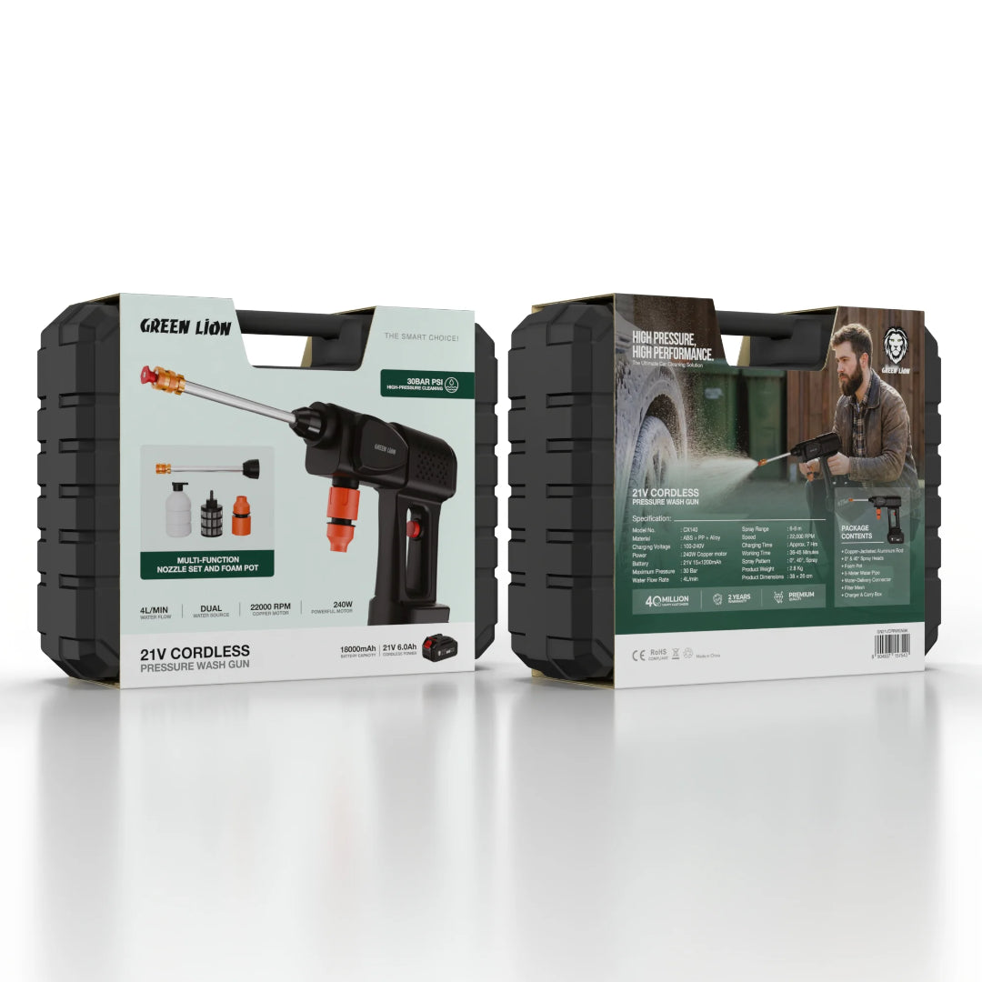 Green Lion 21V Cordless Pressure Wash Gun 18000mAh , 4L , 240W