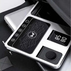Wireless Charging Station 4-in-1 15W – Fast Charging Dock with Digital Clock | Green Lion