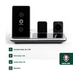 Wireless Charging Station 4-in-1 15W – Fast Charging Dock with Digital Clock | Green Lion