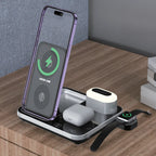 Wireless Charging Station 4-in-1 15W – Fast Charging Dock with Digital Clock | Green Lion