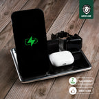 Wireless Charging Station 4-in-1 15W – Fast Charging Dock with Digital Clock | Green Lion