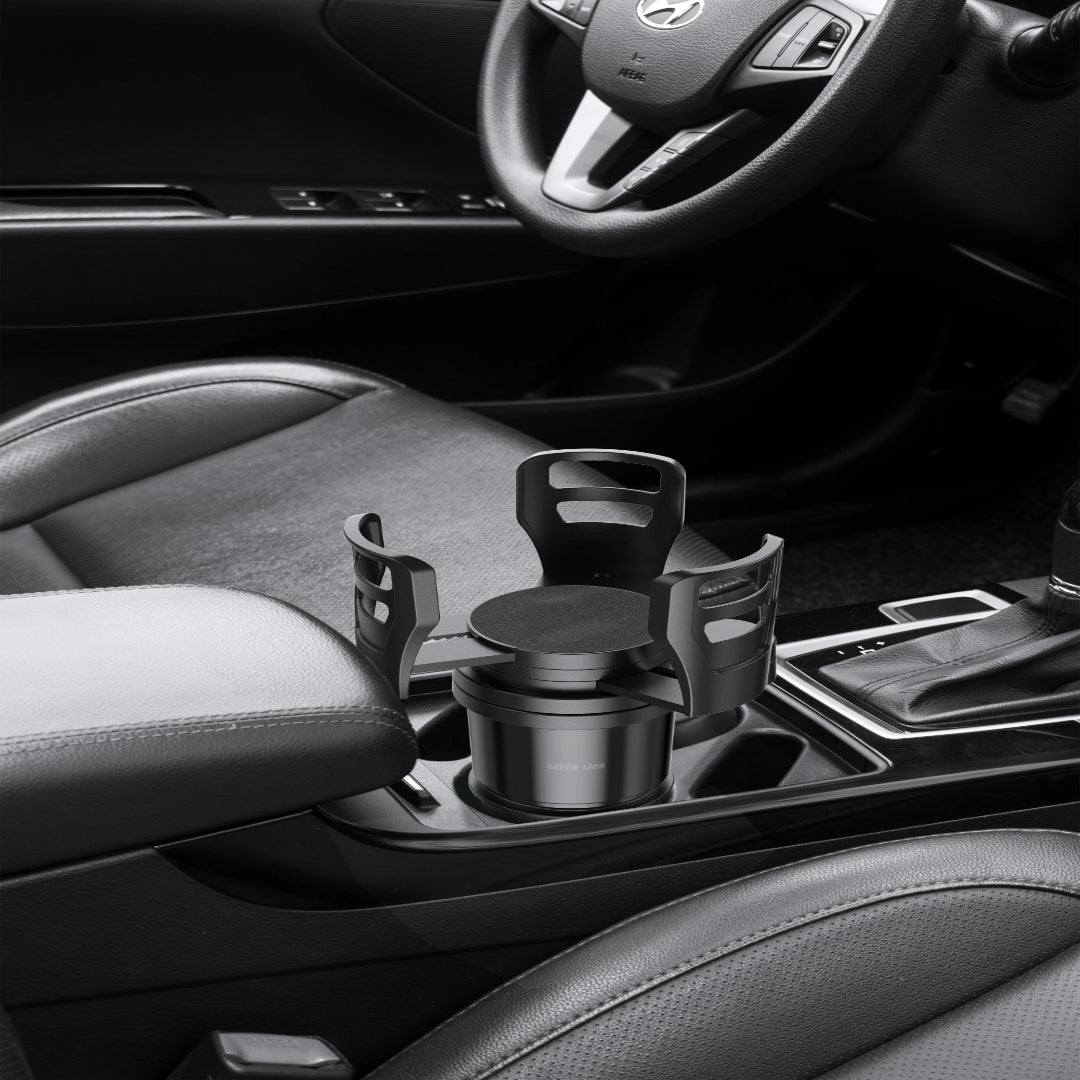 Green Lion Drive Flex 2-in-1 Cup Holder – Universal Car Organizer with Expandable Food Tray