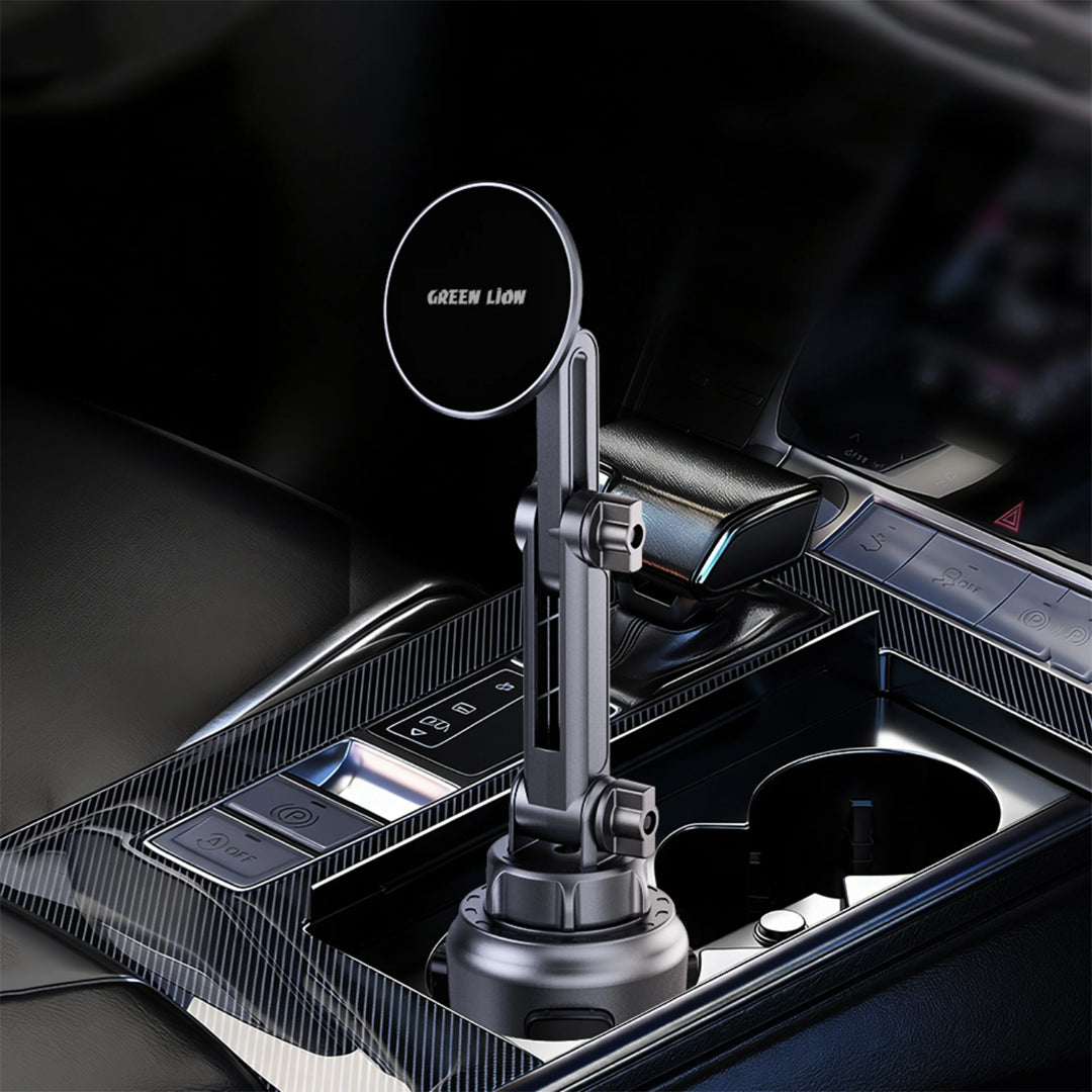 GX-73 MagSafe Car Cup Phone Holder (2.5”–4.0”) | Green Lion