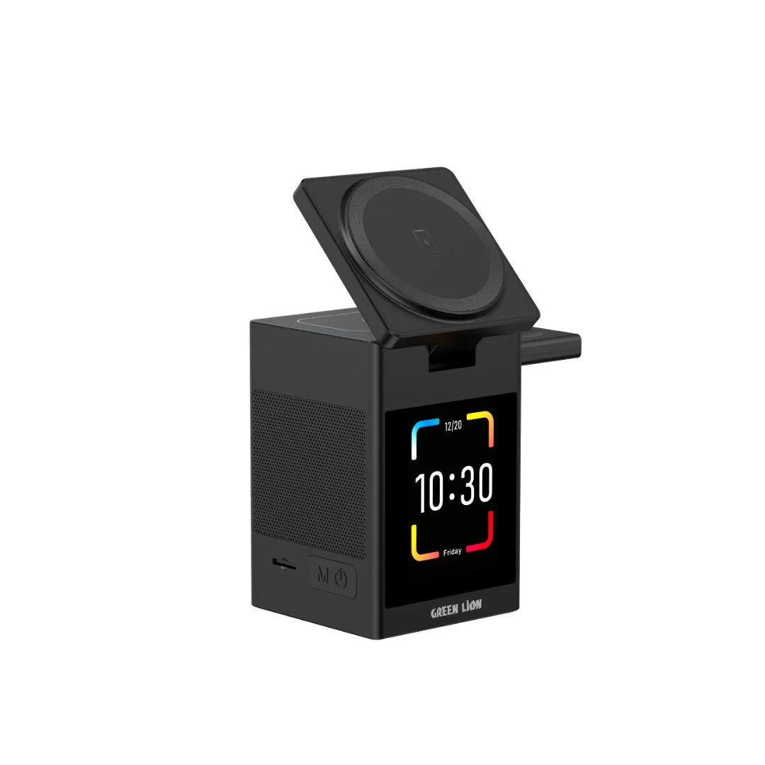 Smart Station Pro LCD Display Wireless Charger with Speaker|Green Lion