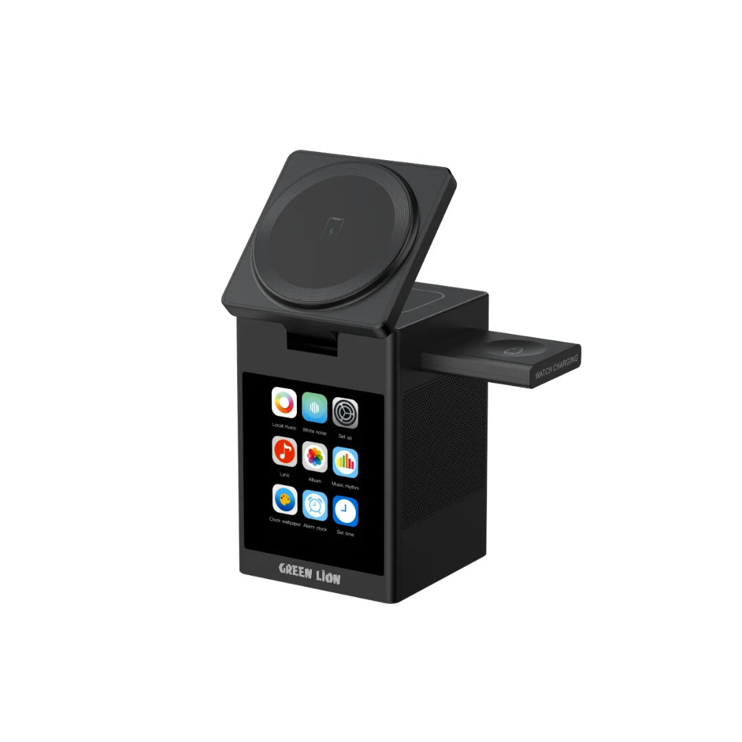 Smart Station Pro LCD Display Wireless Charger with Speaker|Green Lion