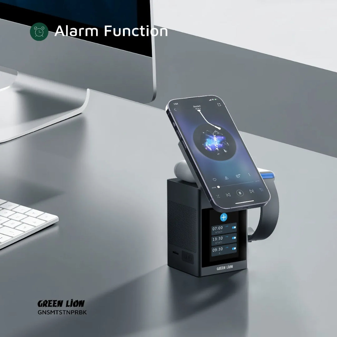 Smart Station Pro LCD Display Wireless Charger with Speaker|Green Lion
