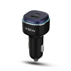 75W Dual-Port Car Charger | Fast USB-C PD 45W + USB-A 30W | High Power Car Adapter for iPhone, Samsung, Laptops